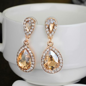 High Quality Discount Vintage Elegant Women Crystal Pendant Earrings