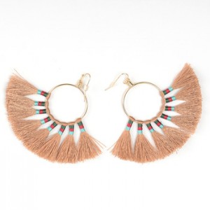 European and American fashion women’s gift personality creative circle alloy tassel earrings