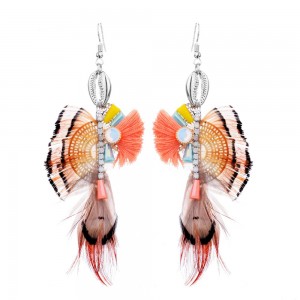 2019 spring and summer new ethnic style stainless steel irregular feather earrings shell shaped earring luxury earring for women