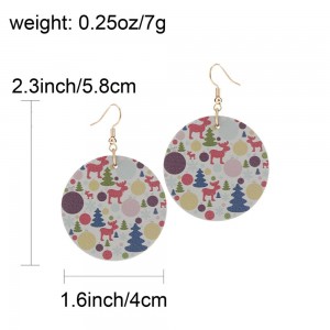 New Popular Christmas Statement Earrings Single Layer Leather Round Earrings