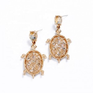 Korea Animal Sex With Ladies Cute Earring Gold Plate Earring Fashion Gold Plated Crystal Turtle Stud Earring