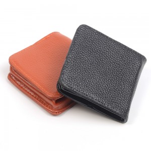 WENZHE Short Design Business Men Leather Card Wallet