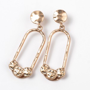 Personalized Gold Oval Shape Alloy Earring Statement Gold Plated Irregular Drop Earring