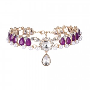 Latest Fashion Jewellery Full Crystal Pearl Choker Necklace For Women