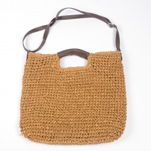 WENZHE Eco-friendly Portable Casual Paper Tote Bag Women Summer Beach Straw Bag Lady Large Rattan Woven Handbag