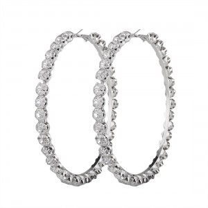 New Trendy Gold Plated Circle Large Rhinestone Hoop Earrings For Women