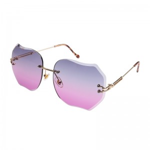 WENZHE Polygonal Rimless European and American Trimming Gradual Change Ocean Color Multi Touch Polygonal Sunglasses