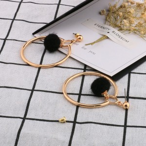 New fashion pretty big circle earrings European and American style circle fur ball pompom earrings