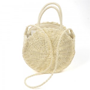 WENZHE Women Round Straw Rattan Shoulder Bag Corn Summer Woven Bags