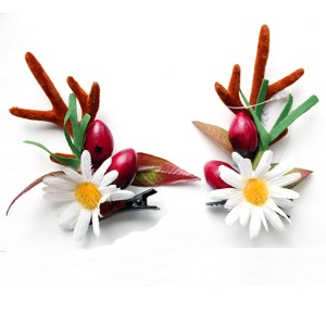 Fashion Design Handmade Christmas Flower And Berry Hair Clip With Antler