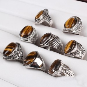 Latest Vintage Style Jewelry Ancient Silver Tigers Eye Gemstone Ring