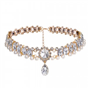 Latest Fashion Jewellery Full Crystal Pearl Choker Necklace For Women