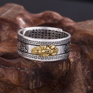 New six-character mantra ring retro men’s jewelry ethnic style ring