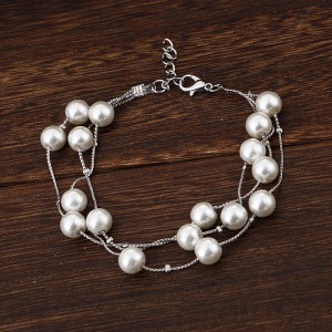 Elegant Pearl Multilayer Temperament Necklace Earrings Bracelet Set Three-Piece Set
