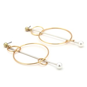 Fashion New Gold Earring Designs Pearl Geometric Circles Earring