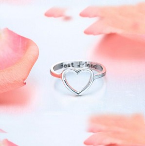 China Wholesale Market Alloy Friendship Hollow Gold Heart Best Friend Ring