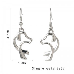 Cheap Wholesale Bulk Alloy Silver Plated Hollow Labrador Pet Dog Charms Hook Earrings