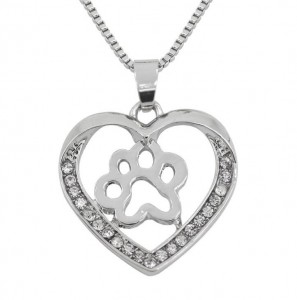 Hot sale jewelry hollow heart shape animal dog paw necklace