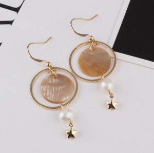 Wedding gift handmade natural shell pearl drop earrings designs for girls