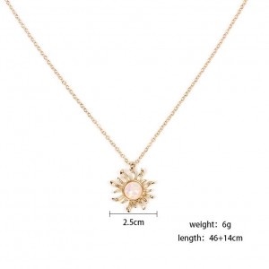 Lady accessories europe fashion gemstone sun flower pendant necklaces