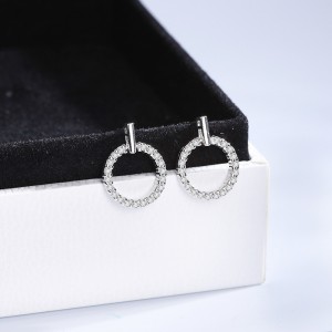Wholesale S925 Sterling Silver Geometric Shape Zirconia Circle Stud Earrings