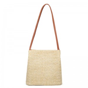 WENZHE Straw Woven Shoulder Tote Shopping Handbag Travel Straw Beach Bag