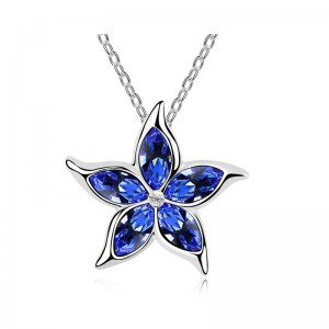 Star fish jewelry necklaces sterling silver 925 jewelry women necklace pendant crystals