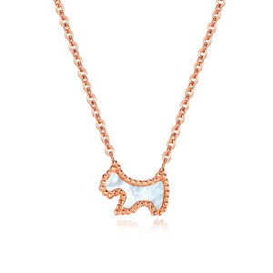 New Titanium Steel Rose Gold Cute Dog Animal Necklace Women Pendant Chain Choker Necklace