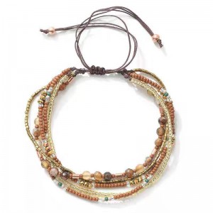 WENZHE Bohemian boho summer beach elegant beads crystal multilayer adjustable bracelet