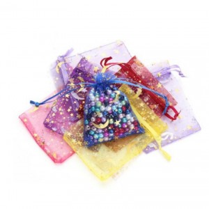 Popular Jewelry Packaging Way Printed Star Moon Colorful Drawstring Bag