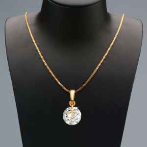 New style gold cross copper plated 18K gold zircon earrings necklace two-piece women’s jewelry set