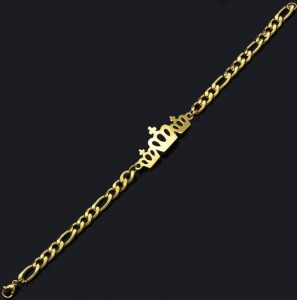 Trendy fashion 18K gold chain crown stainless steel charm bracelet