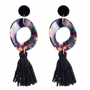 Fashion design custom acrylic hoop earrings black acrylic tassel earrings