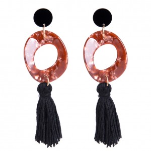 Fashion design custom acrylic hoop earrings black acrylic tassel earrings