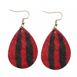 New Fashion Leopard Leather Teardrop Earrings Wholesale