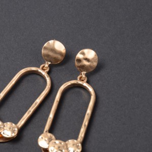 Personalized Gold Oval Shape Alloy Earring Statement Gold Plated Irregular Drop Earring