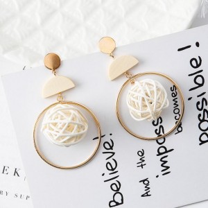 Geometry Wood Bird’s Nest Pendant New Design Fashion Long Earrings Handmade Jewelry