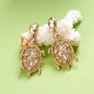 Korea Animal Sex With Ladies Cute Earring Gold Plate Earring Fashion Gold Plated Crystal Turtle Stud Earring