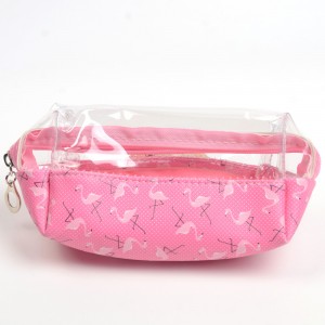 WENZHE Travel Floral Pink Flamingo Women Makeup Bags Female Zipper Cosmetics Bag