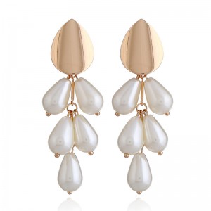 New women fashion earrings long water drop shaped pearl drop earrings