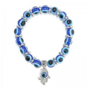 Wholesale Custom Evil Eye Beaded Bracelet Charm Hand Pendant Turkish Eye Bracelet