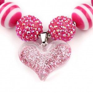 New Style Boutique Chunky Jewelry Kids DIY Heart Beaded Necklace for Kids Party