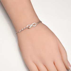 New Products Wholesale Women Jewelry Adjustable Silver Plated Crystal Rhinestone Infinity Bracelet