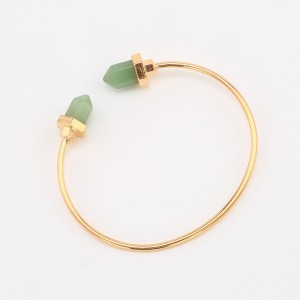 Newest Gold Plated Bullet Shape Natural Stone Cuff Bangles Trendy Bracelet For Women