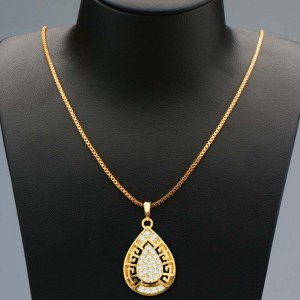 New fashion women’s copper plated 18K gold drop shape hollow Dubai necklace earrings two-piece jewelry set