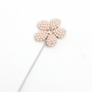 WENZHE Gold Crystal Pearls Flower Brooches