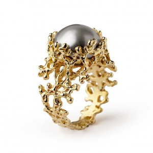 Gold Pearl Engagement Ring