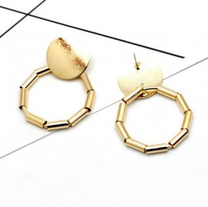 Wholesale trending products gold metal tube circle earring stud