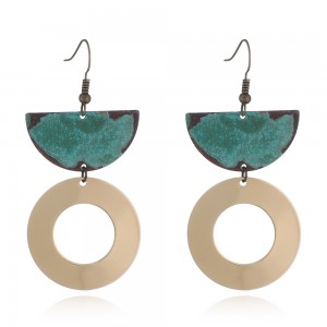 2019 New Trend Jewelry Earring Worn Gold Silver Patina Plated Metal Copper Statement Earrings for Women