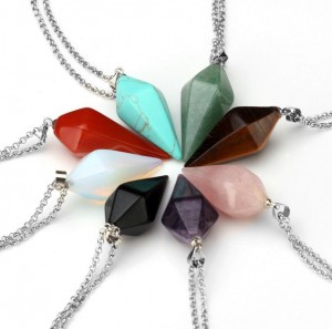 In Stock Natural Crystal Quartz Stone Pendant Necklace Women Jewelry